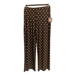 Rafaella Wide Leg Casual Pants Black with White Polka Dots Size M. NWT
